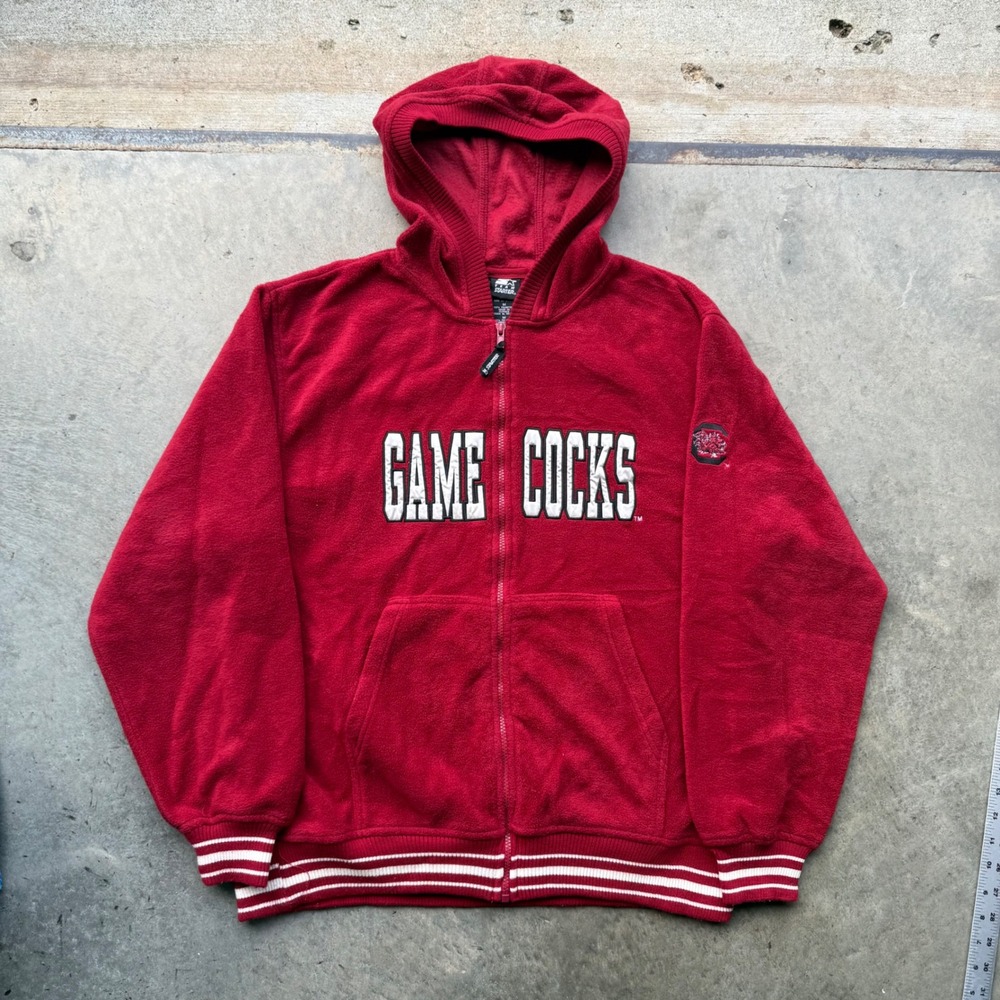 VTG Starter South Carolina Gamecocks Full Zip Fleece Hoodie Red Mens Medium NCAA